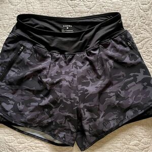 Bikewa Women’s Black Gray Camo Running Shorts
